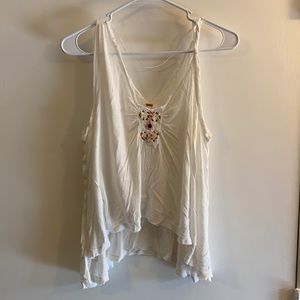 Free people flowy white beaded tank